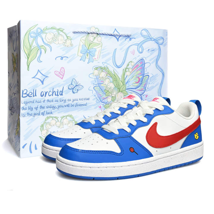 Nike Nike Court Borough Machine Made Blue Cat Slip Resistant Abrasion Resistant Low top Kids' Skateboarding Shoes Unisex