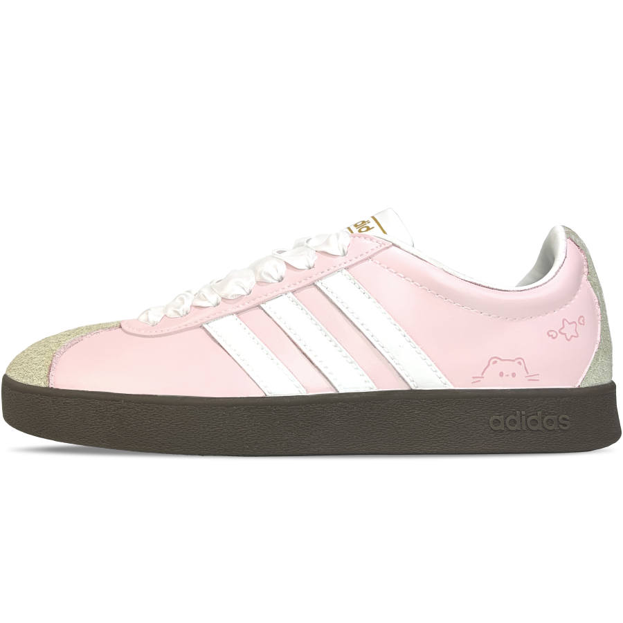 Adidas Adidas VL COURT 2.0 Peach Pink Bubbles Abrasion Resistant Abrasion Resistant Low top Skateboard Shoes Unisex Pink White
