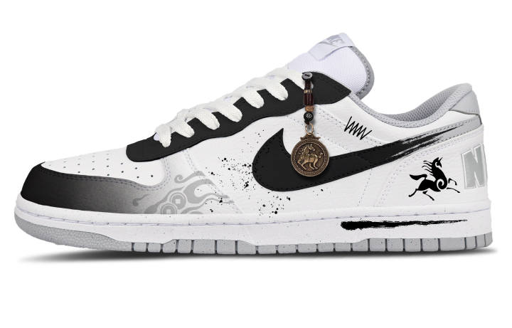 Nike Nike Synthetic Leather Thermal Cushioning Abrasion Resistant Low top Skateboard Shoes Men's Gray