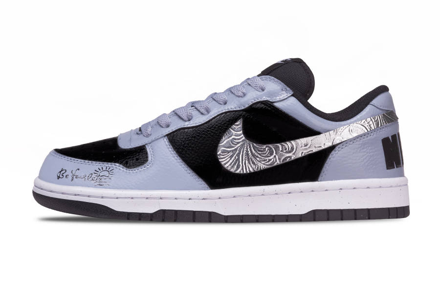 Nike Nike Big Dusty Blue Silver Vein Leather Cushioning Low top Skateboard Shoes Men's Gray Silver