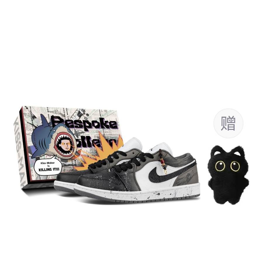 Jordan Jordan Air Jordan 1 Synthetic Leather Thermal Cushioning Lightweight Low top Skateboard Shoes Unisex Gray