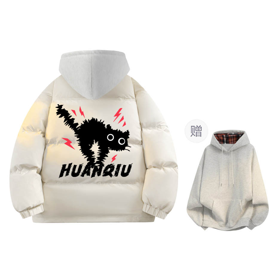 HUANQIU Down Jackets Unisex Stand Collar Thickened Puffer Jacket