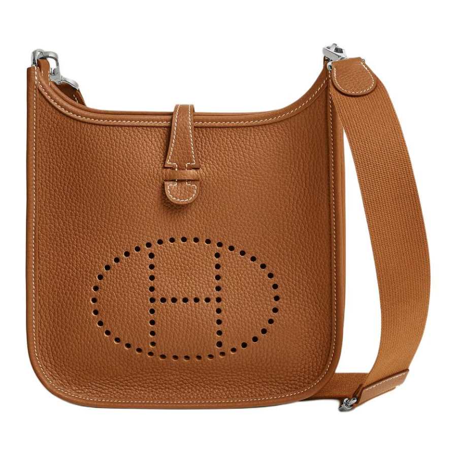 HERMES Evelyne Clemence Calfskin Crossbody Bag, Shoulder Bag 23 Women's 37 Gold Brown