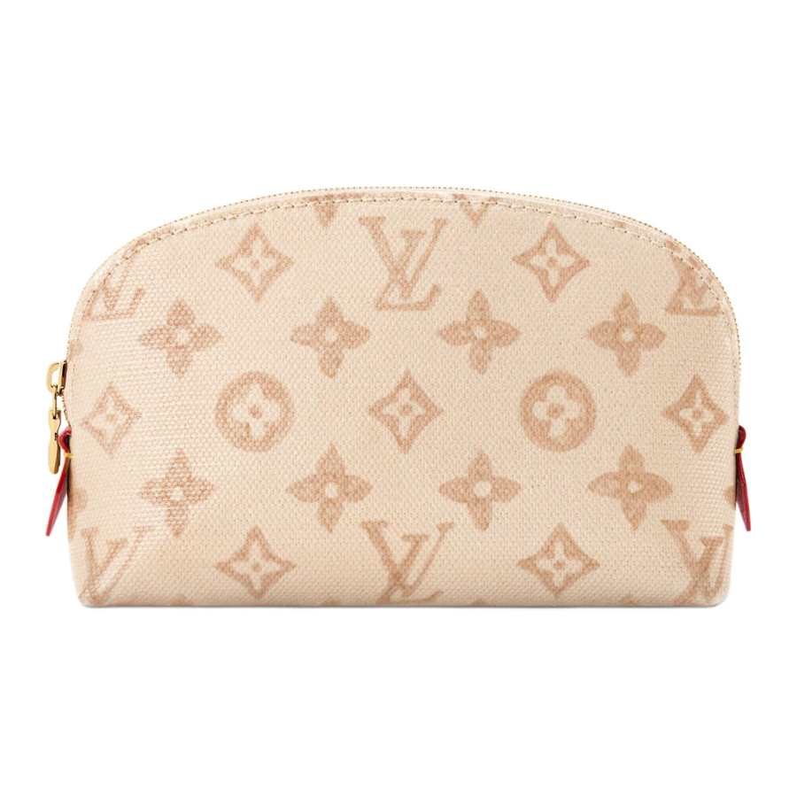 LOUIS VUITTON Monogram Origine Cotton Linen Blend Coated Canvas Makeup Bag Small Women's Beige