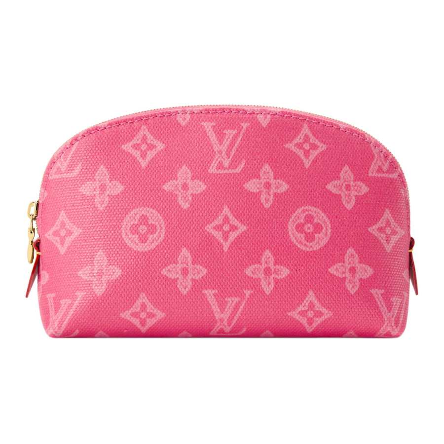 LOUIS VUITTON Monogram Origine Cotton Linen Blend Coated Canvas Makeup Bag Small Women's Pink