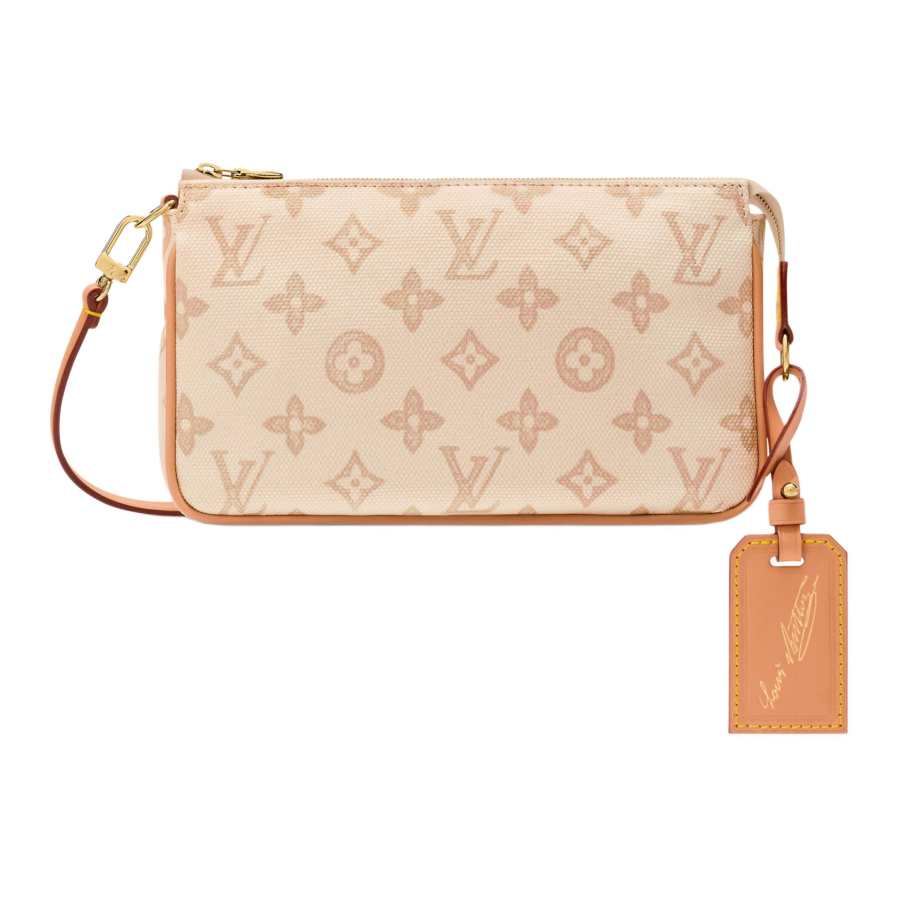 LOUIS VUITTON POCHETTE ACCESSOIRES Coated Canvas Shoulder Bag Women's Orange