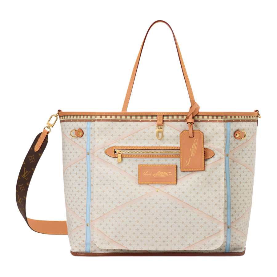 LOUIS VUITTON NEVERFULL Monogram Coated Canvas Tote Bag, Shopping Bag, Shoulder Bag, Handbag Large Women's Beige