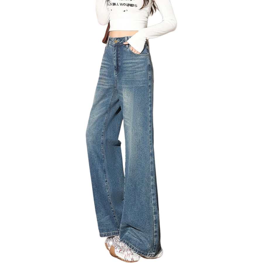 Tonlion Jeans Women's Blue Tone Moderate Flared Pants