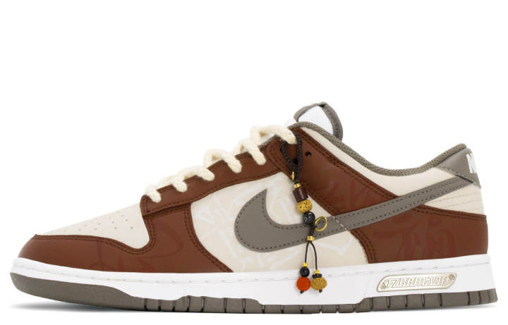 Nike Nike Dunk Bagua Blessing Fortune Abrasion Resistant Abrasion Resistant Low top Skateboard Shoes Men's Khaki Red
