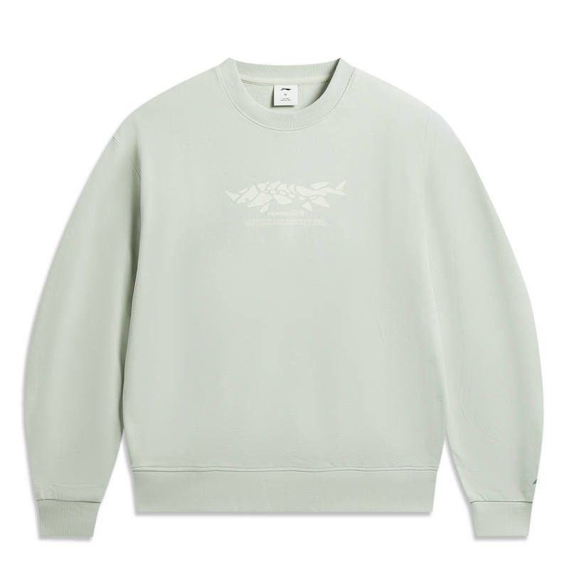 Li-Ning Li Ning Outdoor CF Tracing Crew Neck Loose Fit Sweatshirt Unisex Jade Cream Green