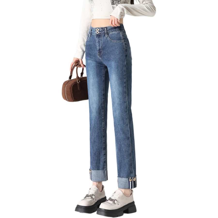 Tonlion Jeans Women's Medium Blue Moderate Straight Fit Pants
