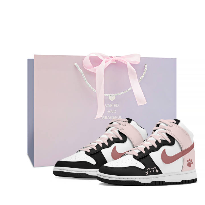 Nike Nike Dunk Thermal Cushioning Abrasion Resistant High top Skateboard Shoes Women's Black Pink