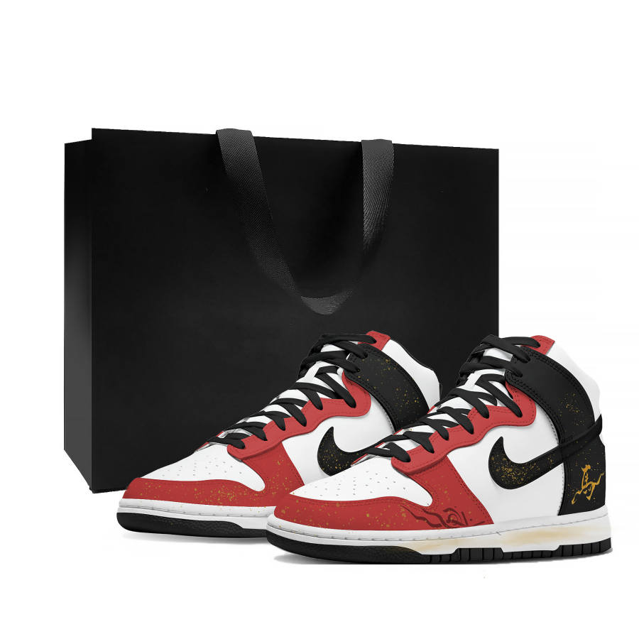Nike Nike Dunk Thermal Cushioning Abrasion Resistant High top Skateboard Shoes Women's Red Black