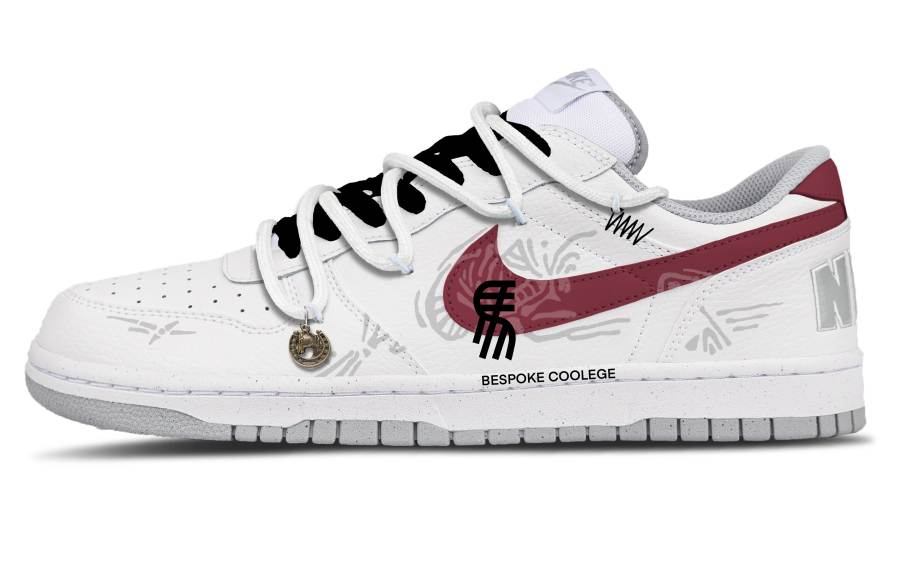 Nike Nike Big White Flame Horse Leather Abrasion Resistant Abrasion Resistant Low top Skateboard Shoes Men's Red White