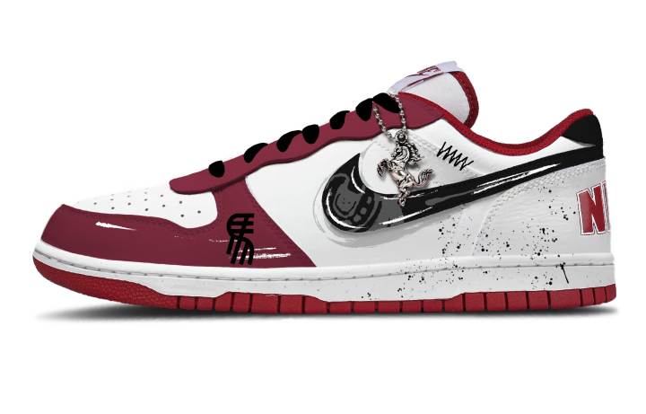 Nike Nike Big Red Spirit Leather Abrasion Resistant Low top Skateboard Shoes Men's Red White
