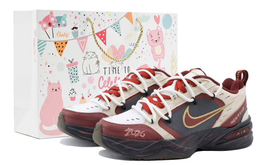 Nike Nike Air Monarch 4 Leaping Ahead Abrasion Resistant Abrasion Resistant Low top Casual Shoes Unisex Red White