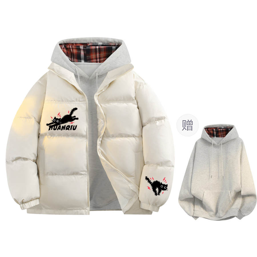 HUANQIU Down Jackets Unisex Stand Collar Thickened Puffer Jacket