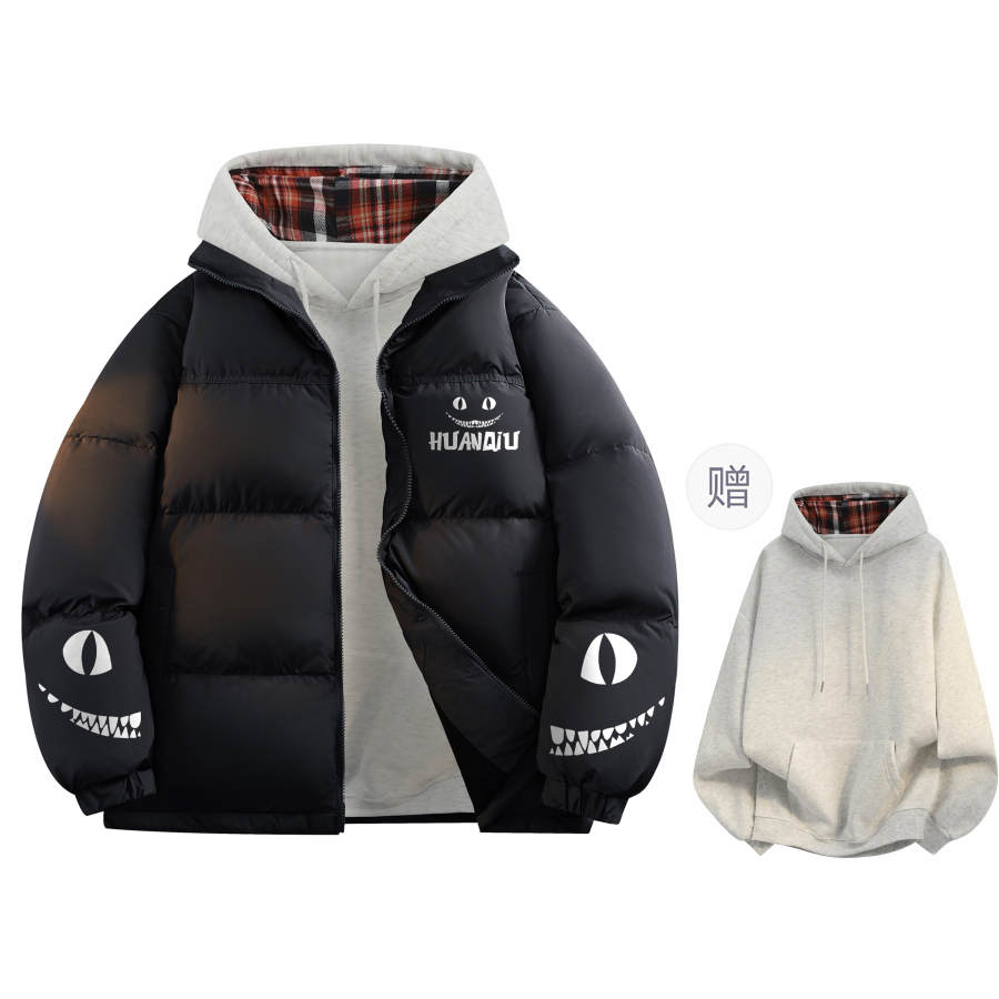 HUANQIU Down Jackets Unisex Stand Collar Thickened Puffer Jacket