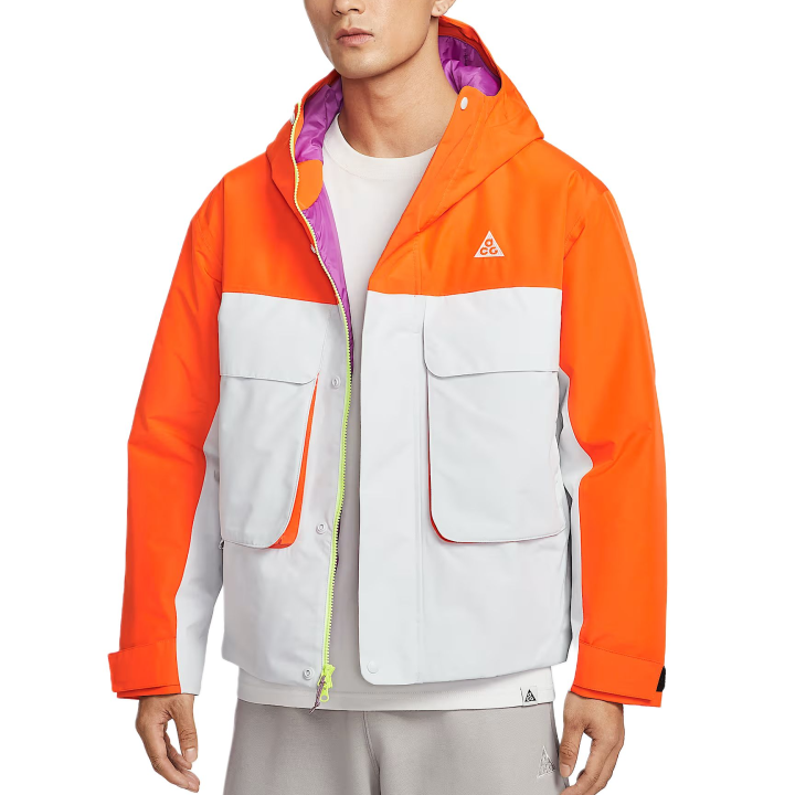 Nike Nike ACG Puffer Jackets Men's Safety Orange/Bright Purple/University Gray/Mountain White Hooded Moderate Other