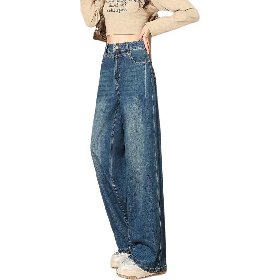 Tonlion Jeans Women's Blue Tone Moderate Wide Leg Pants
