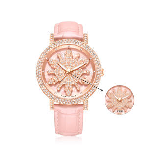 Disney Frozen Quartz Movement Leather Strap Watch Women's Watch Pink Watch Dial
