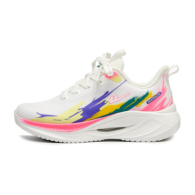 Warrior Fabric Cushioning Coverage Abrasion Resistant Lightweight Low top Running Shoes Women's White Purple Pink