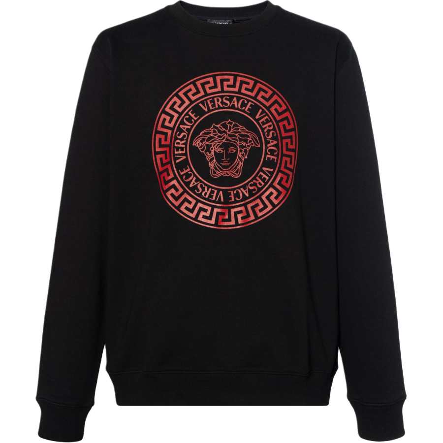 VERSACE Sweatshirts Men's Black Crew Neck Moderate Straight Fit