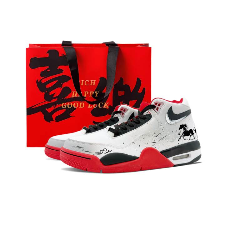 Nike Nike Flight Legacy Slip Resistant Mid top Vintage Basketball Shoes Men's Black Red