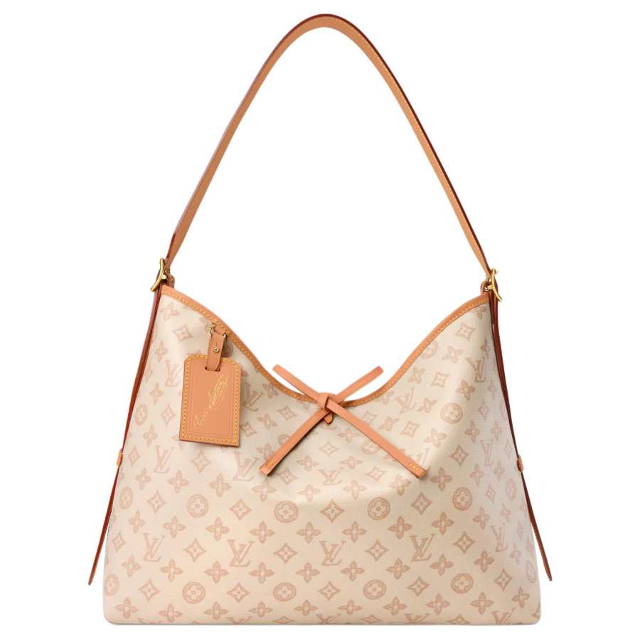 LOUIS VUITTON Carryall Coated Canvas Crossbody Bag, Shoulder Bag Medium Women's Beige