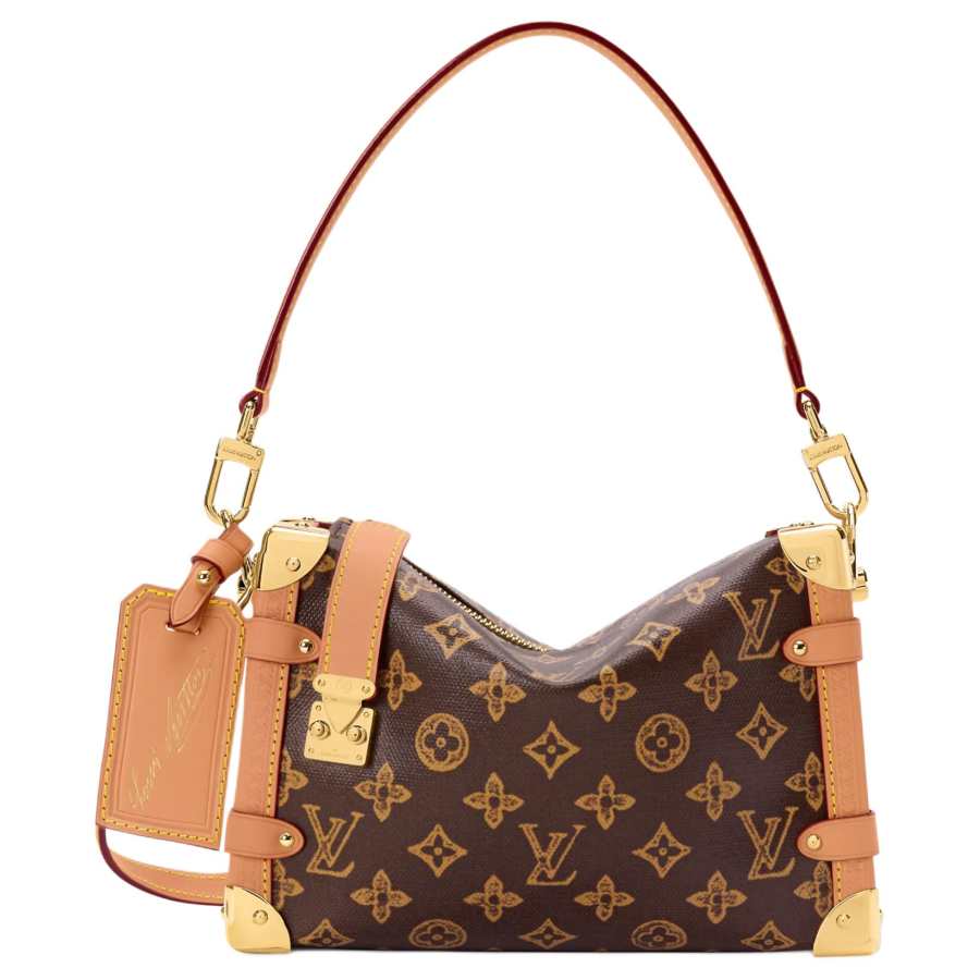LOUIS VUITTON SIDE TRUNK Coated Canvas Shoulder Bag, Crossbody Bag, Handbag Medium Women's Brown
