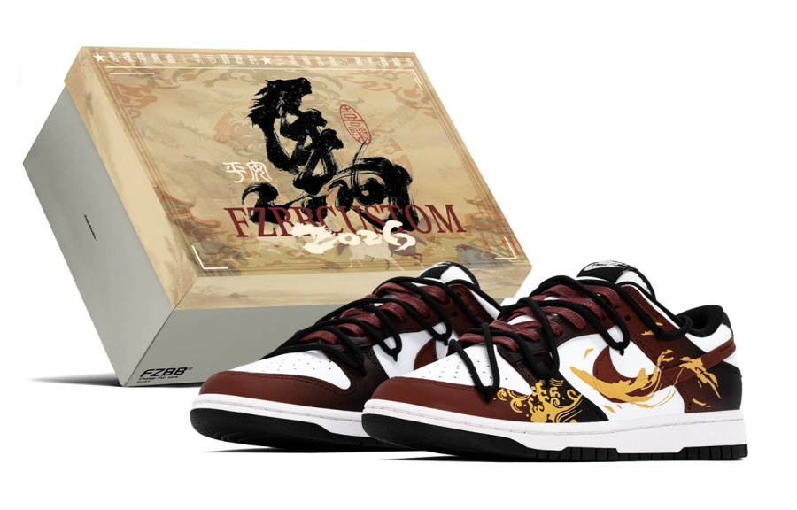 Nike Nike Dunk CNY Box Abrasion Resistant Abrasion Resistant Low top Skateboard Shoes Men's Black Red Gold