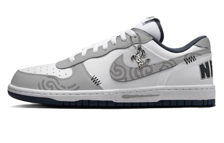 Nike Nike Big Pedal Yun Jin Leather Abrasion Resistant Low top Skateboard Shoes Men's Gray White