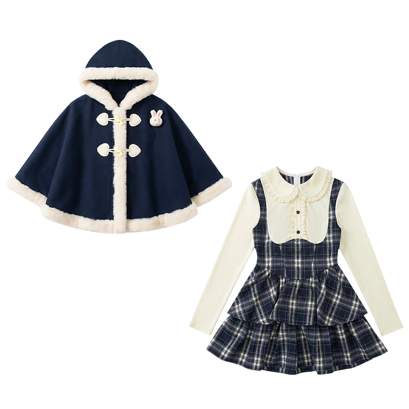 FABRIC PIG Two Piece Skirt Sets Women's Peter Pan Collar Moderate Short