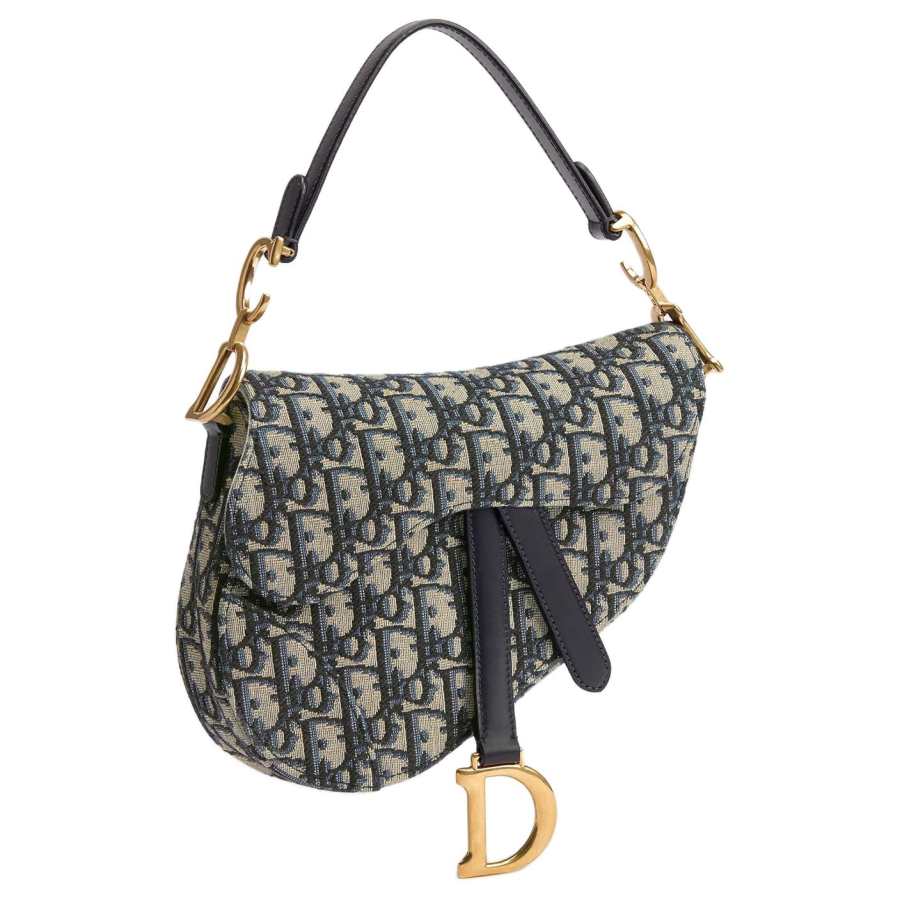 DIOR Saddle Cotton With Cow Leather Saddle Bag, Crossbody Bag, Shoulder Bag Small Women's Blue