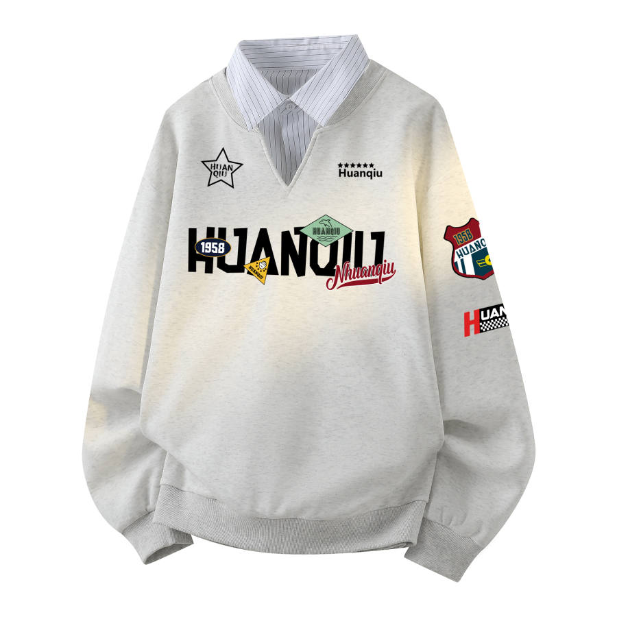 HUANQIU Polo Shirts Unisex Moderate Mock Two Piece