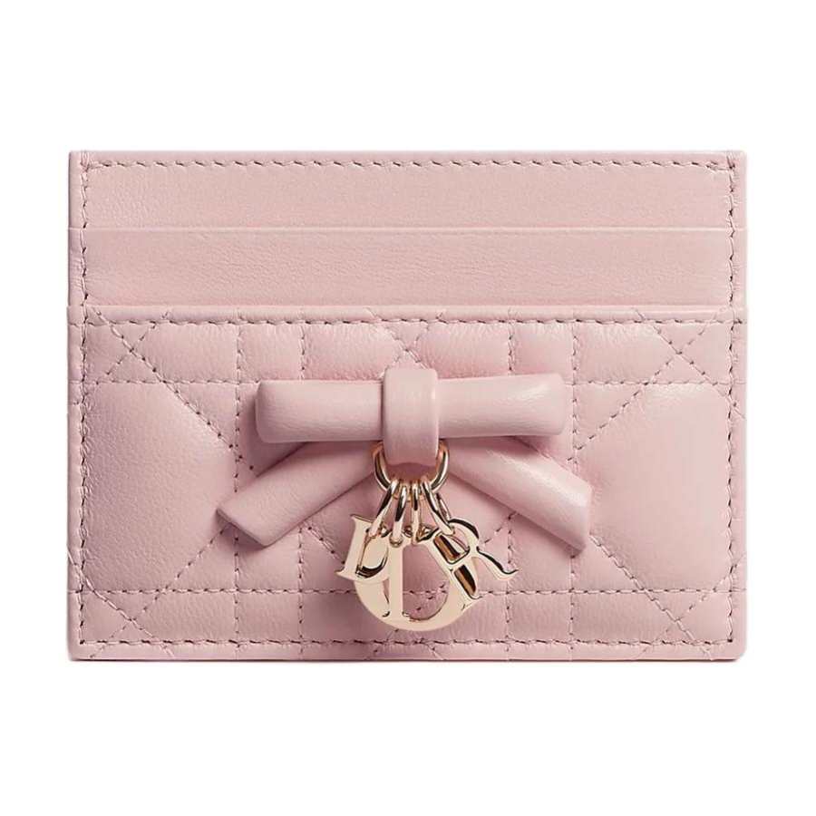 DIOR FreesiaLady Dior Sheepskin Card Holder Women's Light Soft Pink