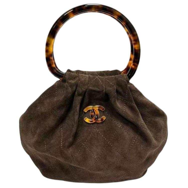 CHANEL Diamond Pattern Quilting Handbag Large Women's Dark Brown