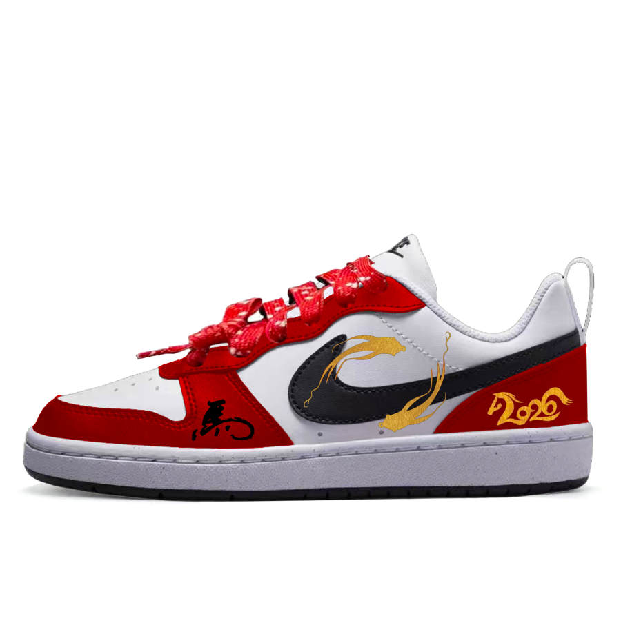 Nike Nike Court Borough Good Luck Koi Fish Synthetic Leather Abrasion Resistant Slip Resistant Low top Skateboard Shoes