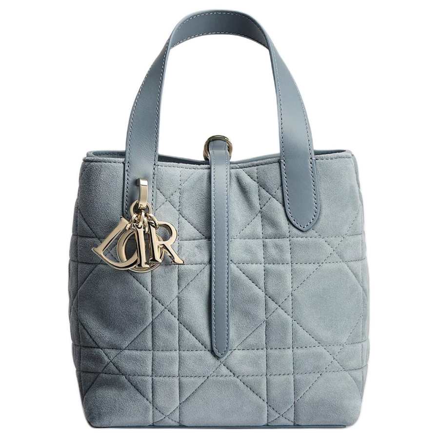 DIOR Toujours Suede Sheepskin With Cow Leather One Shoulder Handbag Small Women's Sky Blue