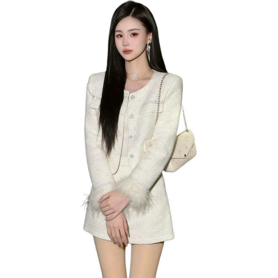 VENICEW Two Piece Skirt Sets Women's Crew Neck Moderate Short