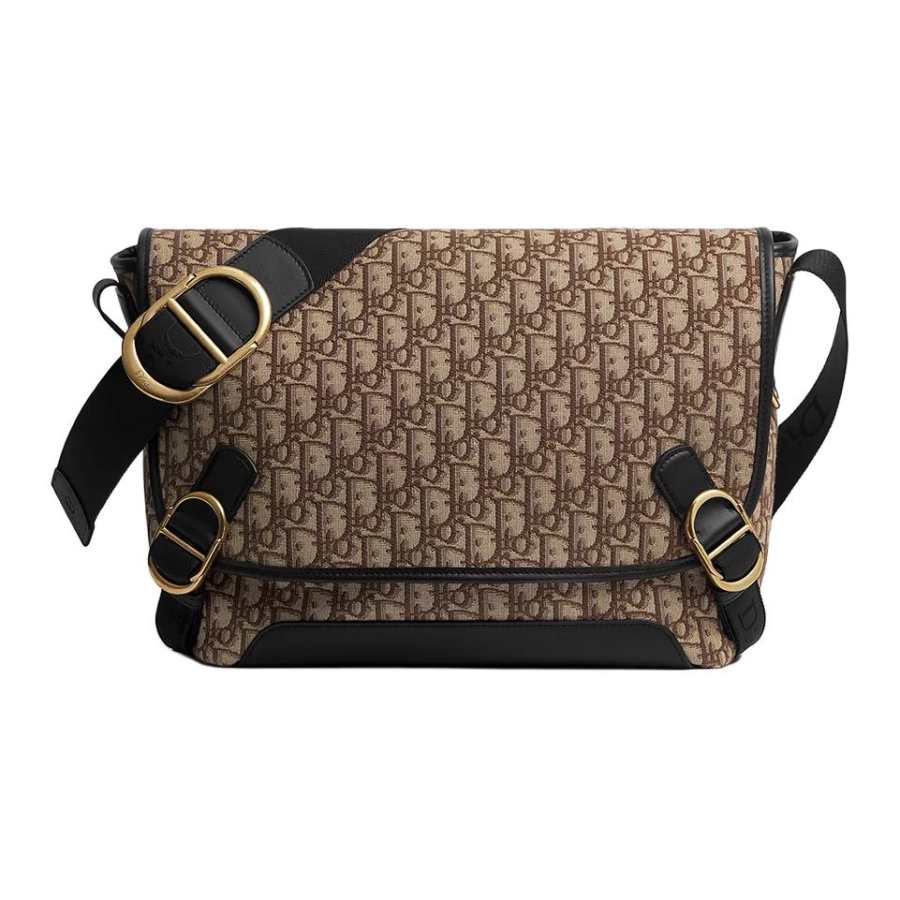 DIOR Technical Fabric With Cotton With Cow Leather Messenger Bag, Shoulder Bag, Crossbody Bag Medium Unisex Brown