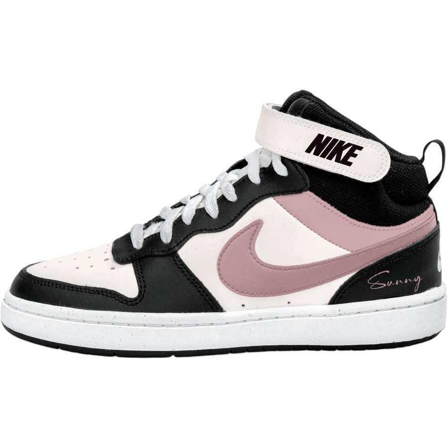 Nike Nike Court Borough 2 Mid top Kids' Skateboarding Shoes Black White Pink Teenagers