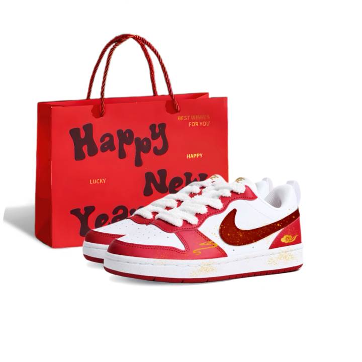 Nike Nike Court Borough Golden Scale Leaping Red, Bug II Manufacturing Leather Cushioning, Wear Resistant Low top