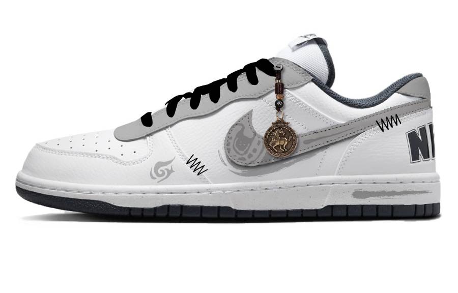 Nike Nike Big Taming The Wind Horse Leather Abrasion Resistant Abrasion Resistant Low top Skateboard Shoes Men's Gray White
