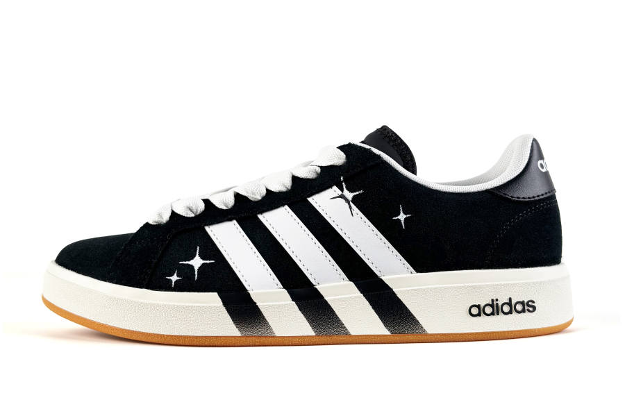 Adidas Adidas Grand Court Base 00s Laumofang Box, Starry Night Black Sail Synthetic Leather, Split Cow Leather