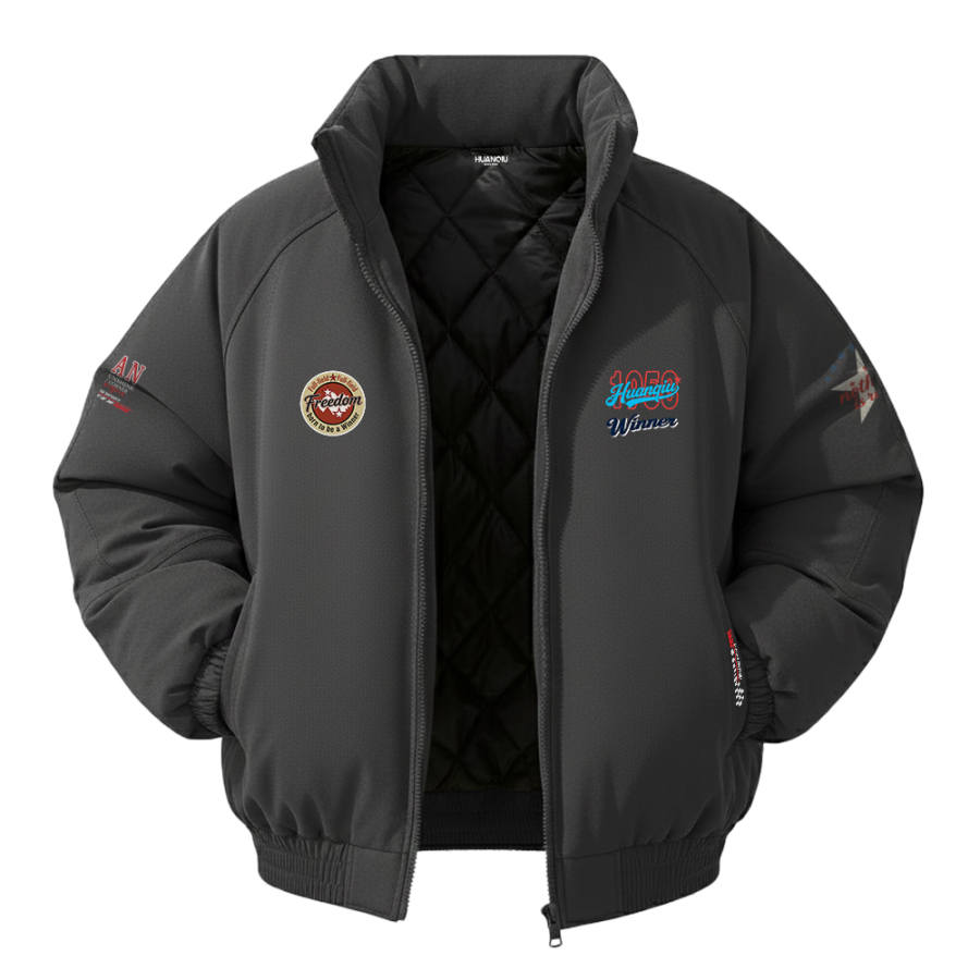 HUANQIU Puffer Jackets Unisex Stand Collar Thickened