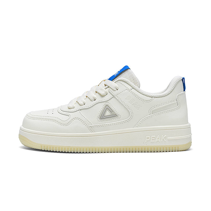 PEAK Trendy Lifestyle Collection White Sneakers Synthetic Leather Low top Skateboard Shoes Unisex Ecru
