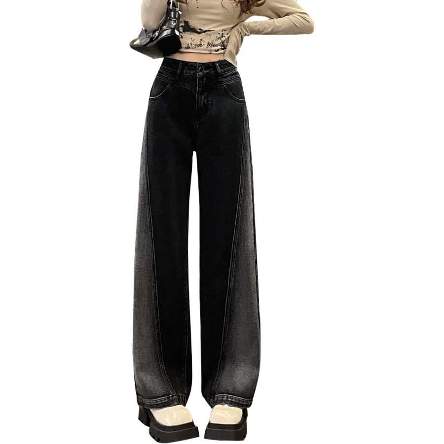 Tonlion Jeans Women's Black Moderate Wide Leg Pants