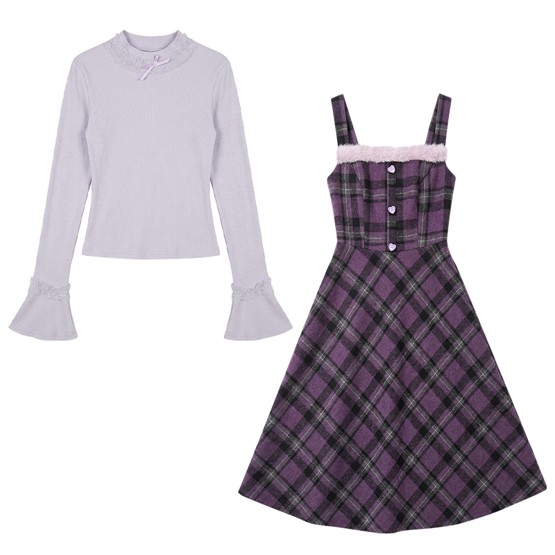 FABRIC PIG Two Piece Skirt Sets Women's Crew Neck Moderate Long