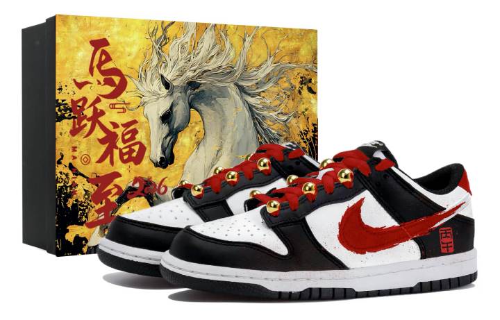 Nike Nike Dunk Low top Skateboard Shoes Unisex Black White Red